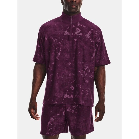 NWT Under Armour Journey Terry 1/4 Zip Men’s‎ Large Purple Maroon Tie Dye $85 - Picture 2 of 9